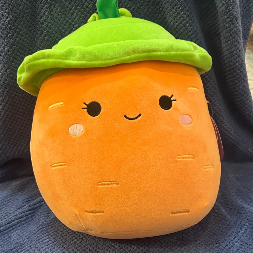 Squishmallow Authentic Mr. Carrot: Orange and Green Stuffed Animal